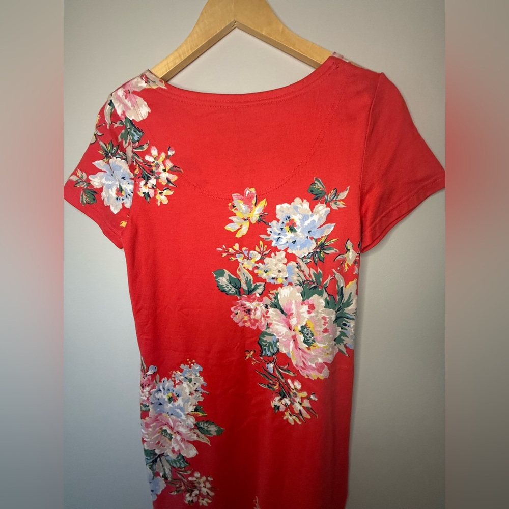 Joules Red Floral T Shirt Dress Riviera Print Cotton Size Medium - Picture 5 of 9